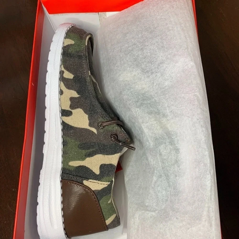 Ocean + Coast Oliver Boat Shoes Youth 3 Camo New Canvas‎ Slip On CK2274